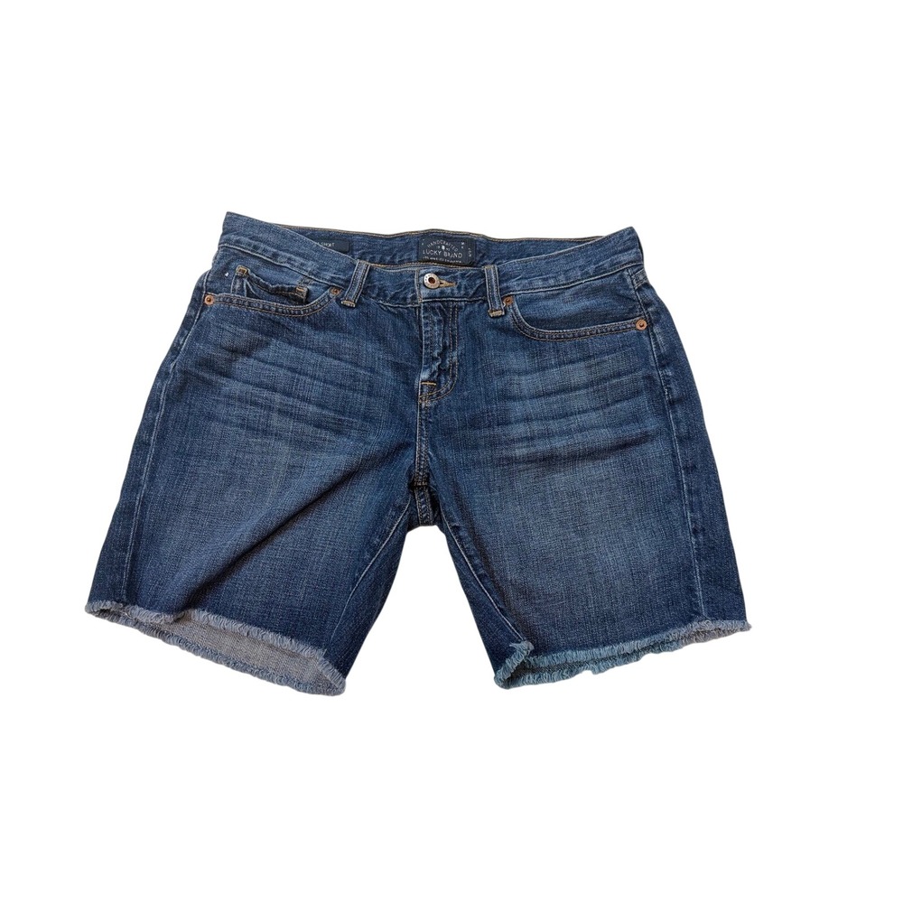 Lucky Brand Laguna Short Womens 4/27‎ Dark Wash Raw Hem Denim Bermuda Shorts